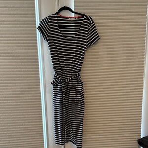Boden Navy and White Striped Midi Dress